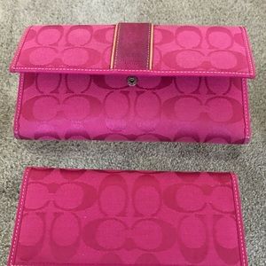 Coach monogram trifold wallet w/checkbook cover.